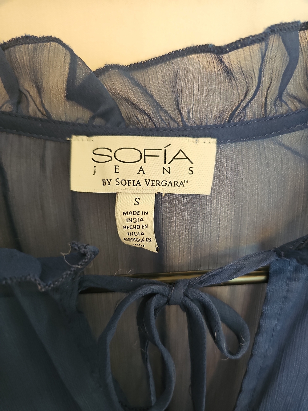 Navy Blue Sheer Tiered Midi DressSize: Small - Picture 8 of 9